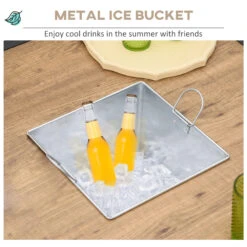 Outsunny 5 Piece Garden Patio Dining Set, Steel, Outdoor Conversation Set, Square Dinner Table With Built-in Ice Bucket Insert, 4 Rocking Chairs For Garden, Lawn, Backyard, Beige 17 Outsunny 5 Piece Garden Patio Dining Set, Steel, Outdoor Conversation Set, Square Dinner Table With Built-in Ice Bucket Insert, 4 Rocking Chairs For Garden, Lawn, Backyard, Beige -Outsunny jVT88c17f2ad81c98