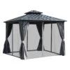 Outsunny 10' X 10' Hardtop Gazebo Canopy With Galvanized Steel Double Roof, Aluminum Frame, Permanent Pavilion Outdoor Gazebo With Netting And Curtains For Patio, Garden, Backyard, Gray