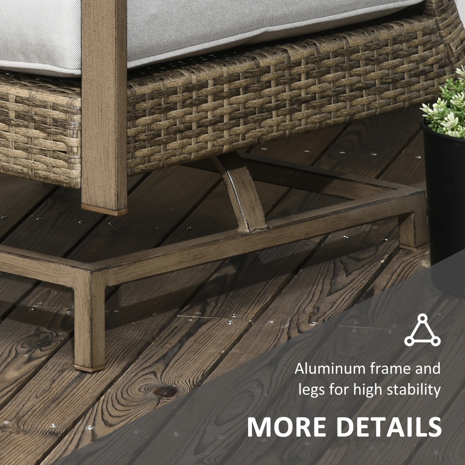 Outsunny Patio Bistro Set, Porch Furniture With Soft Cushions And Rocking Function For Yard, Lawn, Porch, Light Gray 7 Outsunny Patio Bistro Set, Porch Furniture With Soft Cushions And Rocking Function For Yard, Lawn, Porch, Light Gray - Image 7