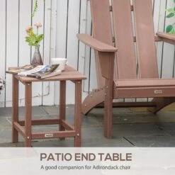 Outsunny 15" Outdoor Side Table, Square Patio Accent Table, Durable HDPE Plastic Tea Table For Adirondack Chair, Backyard, Garden, Lawn, Brown 14 Outsunny 15" Outdoor Side Table, Square Patio Accent Table, Durable HDPE Plastic Tea Table For Adirondack Chair, Backyard, Garden, Lawn, Brown -Outsunny jg585617ed30dd9e9
