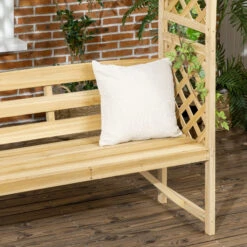 Outsunny Patio Garden Bench, Wooden Bench, Outdoor Bench For Vines/Climbing Plants, Natural -Outsunny ji73d6184fb8cd500