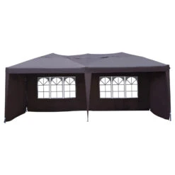 Outsunny 10' X 20' Pop Up Canopy Tent With 4 Sidewalls, Heavy Duty Tents For Parties, Outdoor Instant Gazebo With Carry Bag, For Outdoor, Garden, Patio, Coffee -Outsunny jif2f617e6a20360f