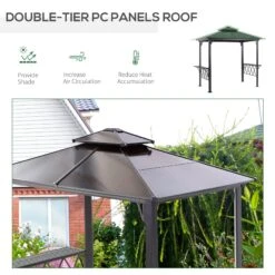 Outsunny Outside Porch BBQ Cooking Pergola Canopy W/ 6 Hooks For Utensils & Double Venting Roof -Outsunny jkda0918243e75b2b