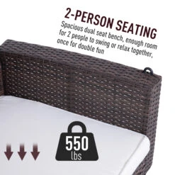 Outsunny 2 Person Wicker Hanging Swing Bench, Front Porch Swing Outdoor Chair With Cushions 550 Lbs. Weight Capacity For Backyard, Garden, Cream White 16 Outsunny 2 Person Wicker Hanging Swing Bench, Front Porch Swing Outdoor Chair With Cushions 550 Lbs. Weight Capacity For Backyard, Garden, Cream White -Outsunny jksb101806103544d