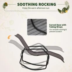 Outsunny Patio Folding Chaise Lounge With Rocking Function, Zero-Gravity Outdoor Lounge Chair With Breathable Mesh Fabric, Garden Sun Lounger, For Deck, Poolside, Brown -Outsunny jkydde17e690d93b4