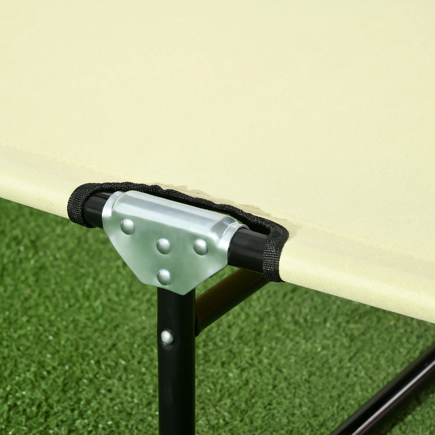 Outsunny Folding Chaise Lounge Pool Chairs, Outdoor Sun Tanning Chairs With Pillow, Reclining Back, Steel Frame & Breathable Mesh For Beach, Yard, Patio, Beige 7 Outsunny Folding Chaise Lounge Pool Chairs, Outdoor Sun Tanning Chairs With Pillow, Reclining Back, Steel Frame & Breathable Mesh For Beach, Yard, Patio, Beige - Image 7