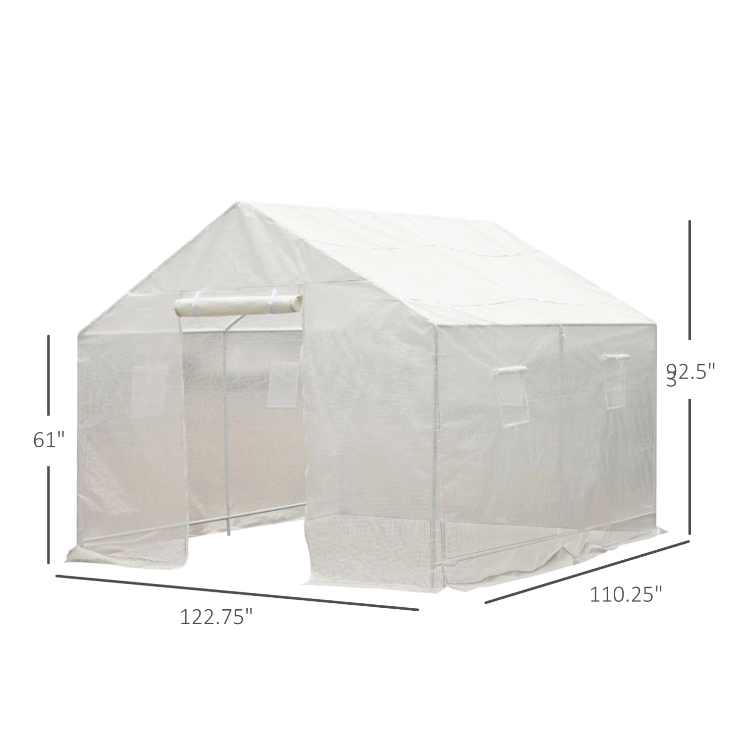 Outsunny 10' X 9.5' X 8' Outdoor Ventilated Portable Walk-In Greenhouse With Durable White PE Mesh Cloth Cover Steel Frame - White 3 Outsunny 10' X 9.5' X 8' Outdoor Ventilated Portable Walk-In Greenhouse With Durable White PE Mesh Cloth Cover Steel Frame - White - Image 3