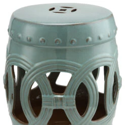 Outsunny 14" X 17" Ceramic Side Table Garden Stool With Knotted Ring Design & Glazed Strong Materials, Antique Blue -Outsunny juHa19180163a7b66