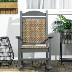 Outsunny Outdoor Rocking Chair, Traditional Wicker Porch Rocker W/ Soft Padded Seat, Breathable Backrest, Fade-Resistant Waterproof HDPE Frame With PE Rattan For Indoor & Outdoor, Dark Gray 15 Outsunny Outdoor Rocking Chair, Traditional Wicker Porch Rocker W/ Soft Padded Seat, Breathable Backrest, Fade-Resistant Waterproof HDPE Frame With PE Rattan For Indoor & Outdoor, Dark Gray -Outsunny jvB7561860aa1df86