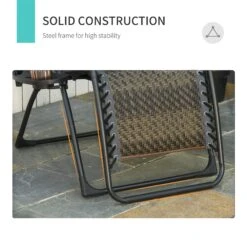 Outsunny Zero Gravity Lounge Chair Adjustable Rattan Wicker Lounger With Cup Holder, Phone Container, Headrest For Garden, Porch, Backyard, Pool -Outsunny jvyc2a17e68568214