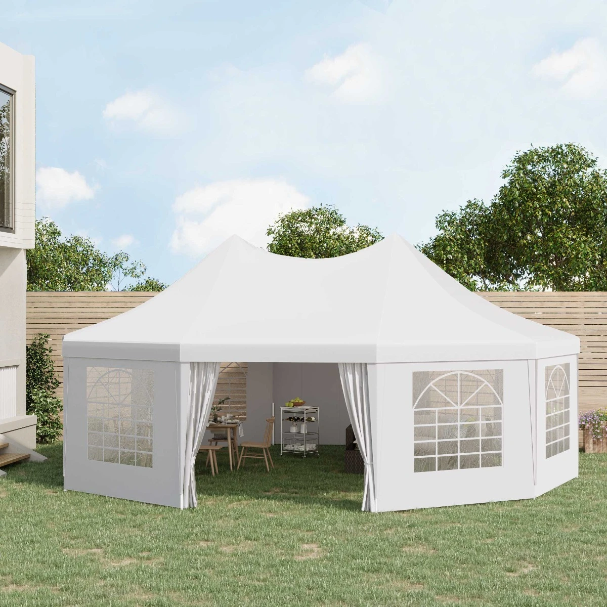 Outsunny 29' X 21' Canopy Party Event Tent With 2 Pull-Back Doors, Column-Less Event Space, & 8 Cathedral Windows 2 Outsunny 29' X 21' Canopy Party Event Tent With 2 Pull-Back Doors, Column-Less Event Space, & 8 Cathedral Windows - Image 2