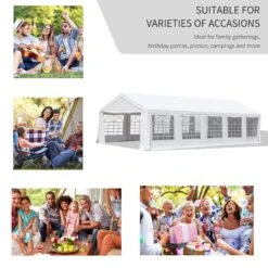 Outsunny 32' X 16' Large Outdoor Carport Canopy Heavy Duty Party/Wedding Tent With Removable Sidewalls - White -Outsunny k1Daf517e670ce64a