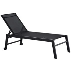 Outsunny Outdoor Lounge Chair, Patio Lounger With 5-Position Reclining Backrest And 2 Wheels For Poolside, Beach, Lawn, Black 21 Outsunny Outdoor Lounge Chair, Patio Lounger With 5-Position Reclining Backrest And 2 Wheels For Poolside, Beach, Lawn, Black -Outsunny k1fdaa17fb9708409