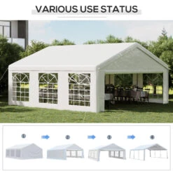 Outsunny 20' X 20' Heavy-duty Large Wedding Tent, Outdoor Carport Garage Party Tent, Patio Gazebo Canopy With Sidewall, White -Outsunny k2Oa091857727119f