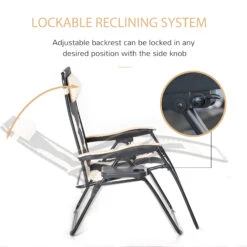 Outsunny Foldable Outdoor Lounge Chair With Footrest, Oversized Padded Zero Gravity Lounge Chair With Headrest, Cup Holders, Armrests, For Camping, Lawn, Garden, Pool, Beige -Outsunny k4q94d17e68e8f5c5