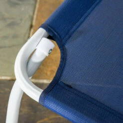 Outsunny Folding Chaise Lounge, Outdoor Sun Tanning Chair, 4-Position Reclining Back, Armrests, Iron Frame & Mesh Fabric For Beach, Yard, Patio, Blue -Outsunny kHud4d188d32b6e06