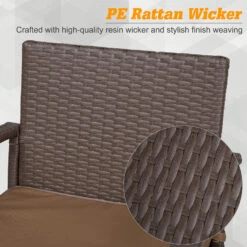 Outsunny 3 PCS Rattan Wicker Bar Set With Wood Grain Top Table And 2 Bar Stools For Outdoor, Patio, Poolside, Garden, Brown 15 Outsunny 3 PCS Rattan Wicker Bar Set With Wood Grain Top Table And 2 Bar Stools For Outdoor, Patio, Poolside, Garden, Brown -Outsunny kMP88c17fe80109f1