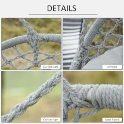 Outsunny Hammock Chair Cotton Rope Porch With Cushion For Indoor Outdoor Using -Outsunny kMV75617fc011f0ac