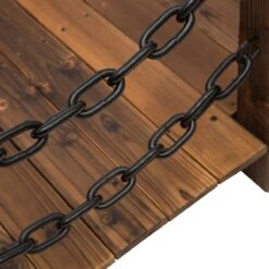 Outsunny Wooden Garden Bridge Arc Stained Finish Walkway With Metal Chain Railings -Outsunny kPJ9c717e6aa06576