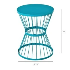 Outsunny 16" Steel Patio Side Table, Garden End Table With Hourglass Design, Accent Table For Outdoor And Indoor Use, Blue 11 Outsunny 16" Steel Patio Side Table, Garden End Table With Hourglass Design, Accent Table For Outdoor And Indoor Use, Blue -Outsunny kSn62c17e689fac9b