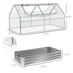 Outsunny Galvanized Raised Garden Bed With Mini Greenhouse Cover, Outdoor Metal Planter Box With 2 Roll-Up Windows For Growing Flowers, Fruits, Vegetables, And Herbs, 73" X 38" X 36", Clear 11 Outsunny Galvanized Raised Garden Bed With Mini Greenhouse Cover, Outdoor Metal Planter Box With 2 Roll-Up Windows For Growing Flowers, Fruits, Vegetables, And Herbs, 73" X 38" X 36", Clear -Outsunny kTXc17188c3b873c1