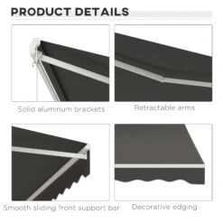 Outsunny 12' X 10' Electric Awning, Retractable Awning, UV Protection Sun Shade Shelter With Remote Controller And Manual Crank Handle For Deck, Balcony, Yard, Black 15 Outsunny 12' X 10' Electric Awning, Retractable Awning, UV Protection Sun Shade Shelter With Remote Controller And Manual Crank Handle For Deck, Balcony, Yard, Black -Outsunny kVd756188af1f505e