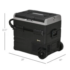 Outsunny 12 V Car Fridge, 2 Zone 58 Quart Portable Compressor Electric Cooler With Wheels, Pull-up Handle, Cutting Board, 12/24 V DC And 110 - 240 V AC For Outdoor, Driving, Travel -Outsunny kXfc1717f2768f9d1