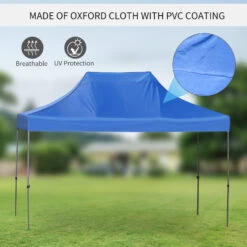 Outsunny 9.7' X 14.5' Folding Gazebo Steel Canopy Party Tent With Carry Bag - Blue 15 Outsunny 9.7' X 14.5' Folding Gazebo Steel Canopy Party Tent With Carry Bag - Blue -Outsunny kgva0917f67855532