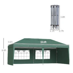 Outsunny 10' X 20' Outdoor Gazebo Canopy Party Wedding Party Tent With 4 Removable Sidewalls - Green -Outsunny klUc1718447f5f95c
