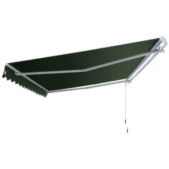 Outsunny 12' X 8' Outdoor Patio Manual Retractable Exterior Window Awning - Green -Outsunny kqAf7f17e66e2485f