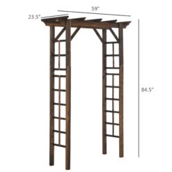 Outsunny 85" Wooden Garden Arbor For Wedding And Ceremony, Outdoor Garden Arch Trellis For Climbing Vines - Carbonized Color -Outsunny kuW36217e688d6dfc