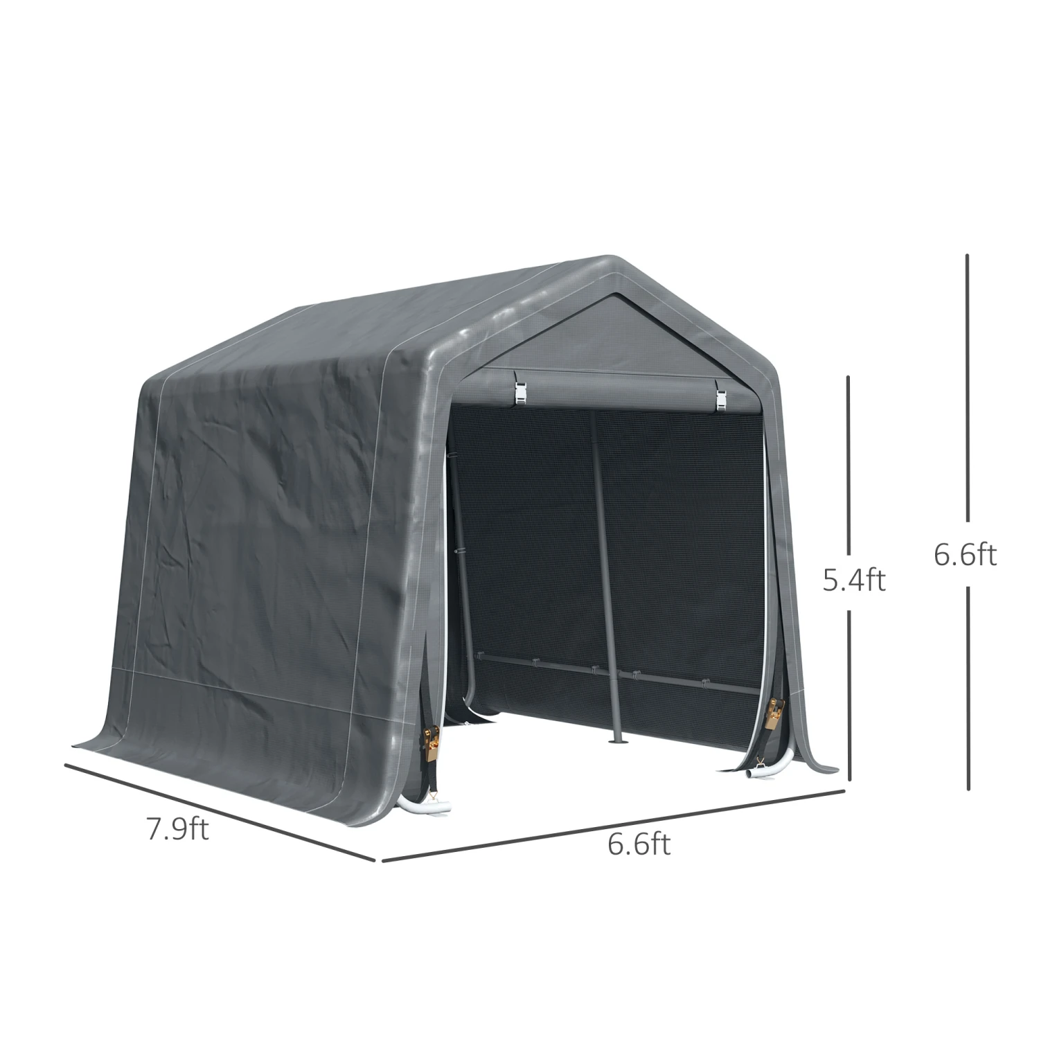 Outsunny 7.9' X 6.6' Garden Garage Storage Tent, Metal Frame Bike Shed W/ Zipper Doors 3 Outsunny 7.9' X 6.6' Garden Garage Storage Tent, Metal Frame Bike Shed W/ Zipper Doors - Image 3