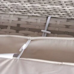 Outsunny 7 Piece Outdoor Patio Furniture Set, PE Rattan Wicker Sectional Sofa Patio Conversation Sets With Couch Cushions, Throw Pillows And Slat Coffee Table, Stripe, Beige -Outsunny l0Lc8717ef634e821