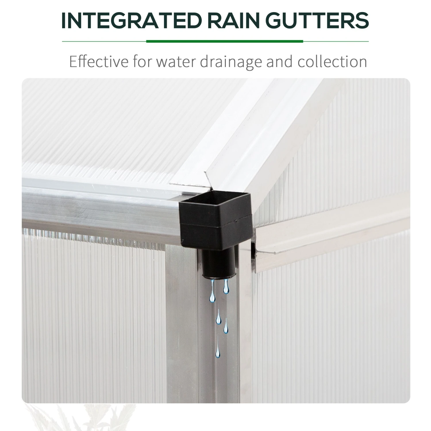 Outsunny 8' X 6' Aluminum Outdoor Greenhouse, Polycarbonate Walk-in Garden Greenhouse Kit With Adjustable Roof Vent, Rain Gutter And Sliding Door For Winter, Silver 7 Outsunny 8' X 6' Aluminum Outdoor Greenhouse, Polycarbonate Walk-in Garden Greenhouse Kit With Adjustable Roof Vent, Rain Gutter And Sliding Door For Winter, Silver - Image 7