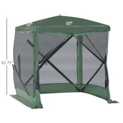 Outsunny Pop Up Camping Canopy Gazebo Screen Shelter Tent With Single Person Easy Set-Up, Ventilating Mesh, Portable Carry Bag For Outdoor Camping Party Event, 7x7FT, Green -Outsunny lBB92617e6b7c163f