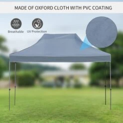Outsunny 9.7' X 14.5' Folding Gazebo Steel Canopy Party Tent With Carry Bag - Green -Outsunny lDHbe117e68e8f10c