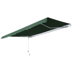 Outsunny 12' X 8' Outdoor Patio Manual Retractable Exterior Window Awning - Green -Outsunny lENacf17e66e2485f