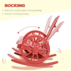 Outsunny Wooden Rocking Chair, Adirondack Rocker Chair W/ Slatted Design And Oversized Back, Outdoor Rocking Chair With Wagon Wheel Armrest For Porch, Poolside, And Garden, Red -Outsunny lIza091815d8d07a7