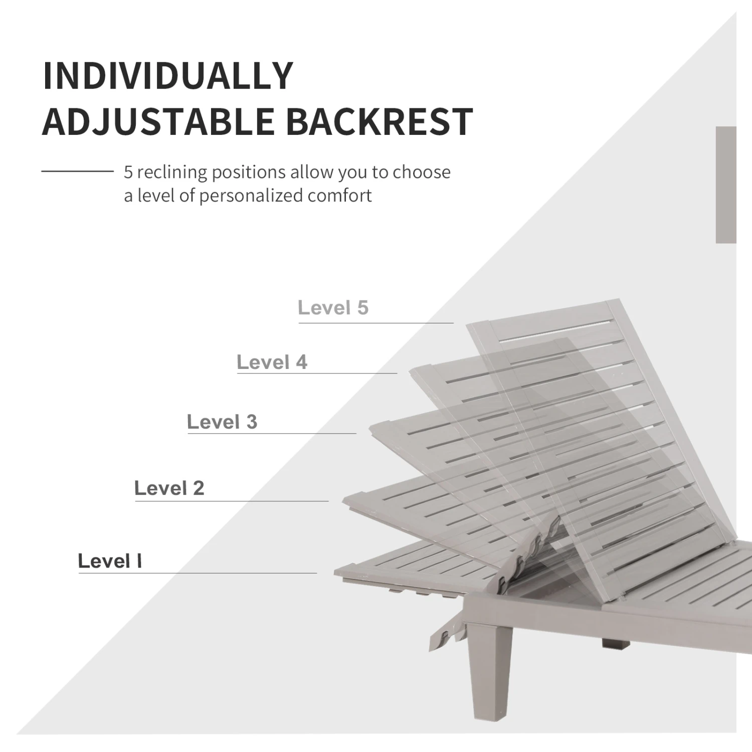 Outsunny Outdoor Patio Double Chaise Lounge Chair With 5-Level Adjustable Backrest, Zippered Cushions, & Modern Design 4 Outsunny Outdoor Patio Double Chaise Lounge Chair With 5-Level Adjustable Backrest, Zippered Cushions, & Modern Design - Image 4