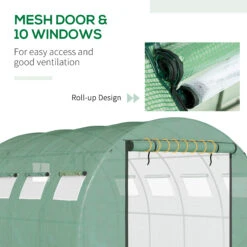 Outsunny 13' X 10' X 6.5' Walk-in Tunnel Greenhouse With 2 Zippered Mesh Doors & 10 Mesh Windows, Upgraded Gardening Plant Hot House With Galvanized Steel Hoops, Green -Outsunny lSza09185154cbdad