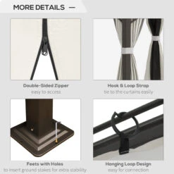 Outsunny 10' X 10' Patio Gazebo, Double Vented 2-Tier Roof, Privacy Curtains, Mesh Netting, Aluminum Frame With Steel Support, Outdoor Canopy Shelter, Cream White -Outsunny lli88c1801abc2da9