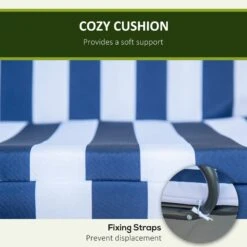 Outsunny 3-Person Patio Porch Swing With Adjustable Canopy For Adults, Steel Frame, Seat & Backrest Cushion, Armrests, Dark Blue & White Striped 14 Outsunny 3-Person Patio Porch Swing With Adjustable Canopy For Adults, Steel Frame, Seat & Backrest Cushion, Armrests, Dark Blue & White Striped -Outsunny ltOb1018755147b9a