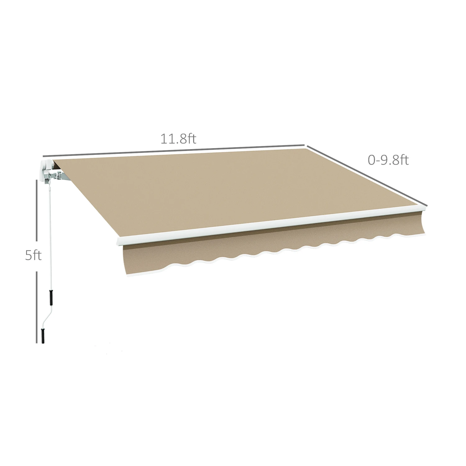 Outsunny 12' X 10' Retractable Awning Patio Awnings Sun Shade Shelter With Manual Crank Handle, 280g/m² UV & Water-Resistant Fabric And Aluminum Frame For Deck, Balcony, Yard, Beige 3 Outsunny 12' X 10' Retractable Awning Patio Awnings Sun Shade Shelter With Manual Crank Handle, 280g/m² UV & Water-Resistant Fabric And Aluminum Frame For Deck, Balcony, Yard, Beige - Image 3