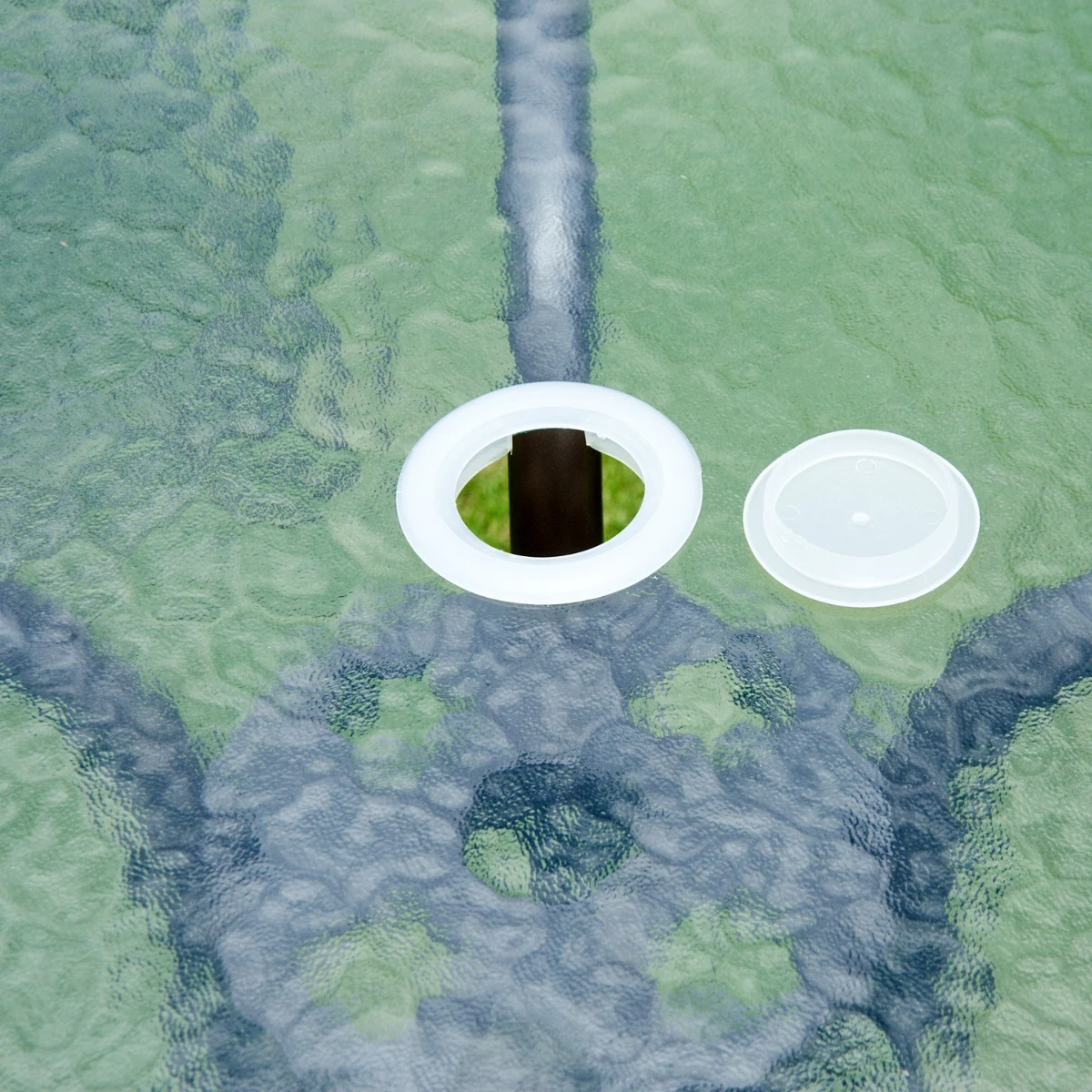 Outsunny 6 Piece Patio Dining Set For 4 With Umbrella, Outdoor Table And Chairs With 4 Folding Dining Chairs & Round Glass Table For Garden, Backyard And Poolside, Black 12 Outsunny 6 Piece Patio Dining Set For 4 With Umbrella, Outdoor Table And Chairs With 4 Folding Dining Chairs & Round Glass Table For Garden, Backyard And Poolside, Black - Image 12