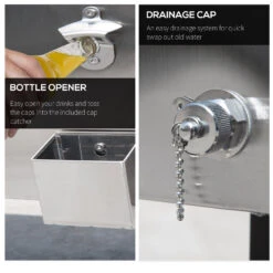 Outsunny 80 QT Rolling Cooling Bins Ice Chest On Wheels Outdoor Stand Up Drink Cooler Cart For Party, Stainless Steel -Outsunny m5Yb101815313c5f8