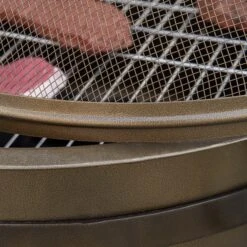 Outsunny 30" Outdoor Fire Pit Grill, Portable Steel Wood Burning Bowl, Cooking Grate, Poker, Spark Screen Lid For Patio, Backyard, BBQ, Camping, Bronze Colored -Outsunny m8l3d617fcf3f56be