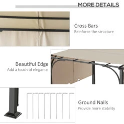 Outsunny 10' X 10' Patio Pergola With Retractable Canopy And Weather-Resistant Steel Frame, Backyard Sun Shade Canopy Cover Shelter For Porch Party, Garden, Grill Gazebo, Beige -Outsunny m8zb10188fc5e58ed