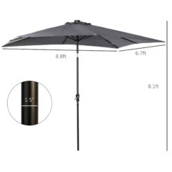Outsunny 9' X 7' Patio Umbrella Outdoor Table Market Umbrella With Crank, Solar LED Lights, 45° Tilt, Push-Button Operation, For Deck, Backyard, Pool And Lawn, Dark Grey -Outsunny mFsc171815340c7aa
