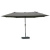 Outsunny Patio Umbrella 15' Steel Rectangular Outdoor Double Sided Market With Base, UV Sun Protection & Easy Crank For Deck Pool Patio Dark Gray