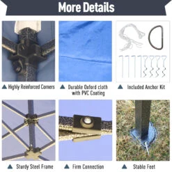 Outsunny 9.7' X 14.5' Folding Gazebo Steel Canopy Party Tent With Carry Bag - Blue 17 Outsunny 9.7' X 14.5' Folding Gazebo Steel Canopy Party Tent With Carry Bag - Blue -Outsunny mH988c17f67806cf8